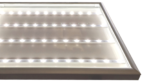 Caisson lumineux avec éclairage led et toile tendue translucide
