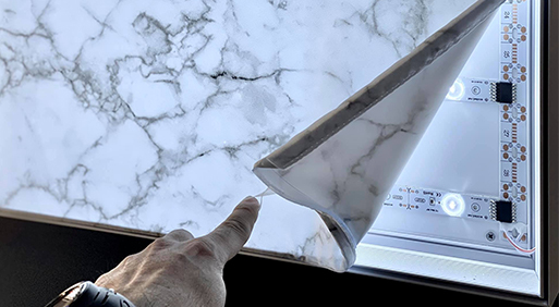 Toile imprimée motif en rétro éclairage caisson lumineux