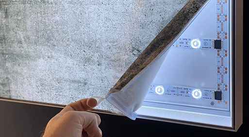 Toile imprimée motif en rétro éclairage caisson lumineux