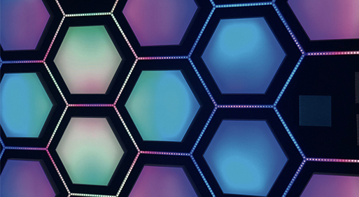 Caisson lumineux avec toile tendu éclairée LED pixel